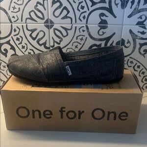 TOMS Pewter Metallic Slip-On Shoes